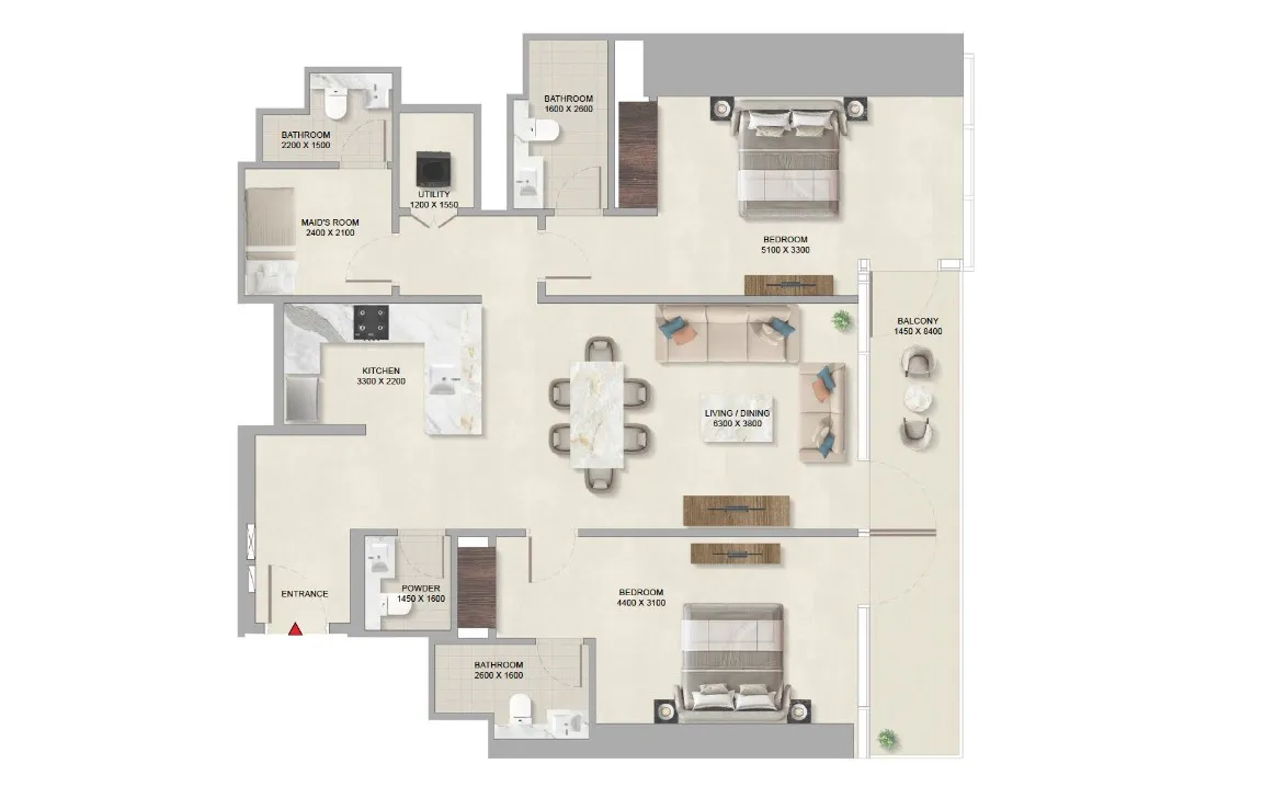 2 Bedroom Floorplan