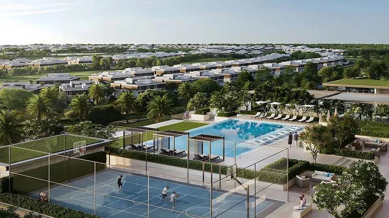 Community pools and landscaped views