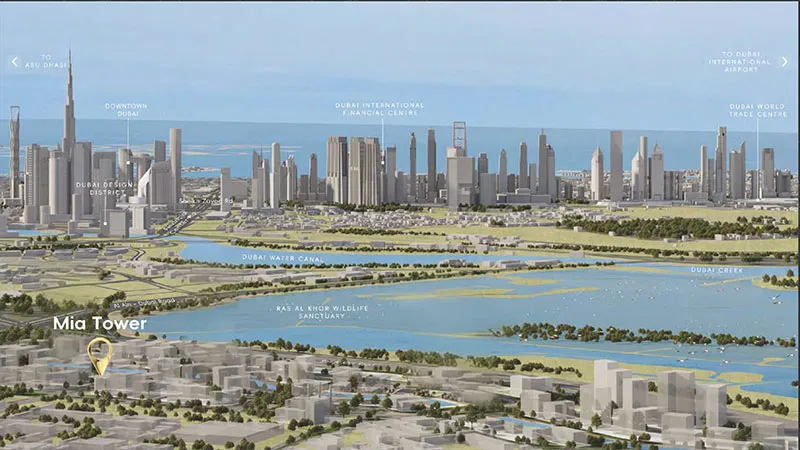 Dubai skyline lagoon