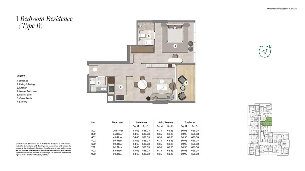 1 Bedroom Floorplan