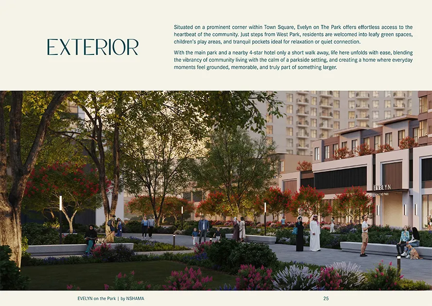 Green courtyard with residential buildings