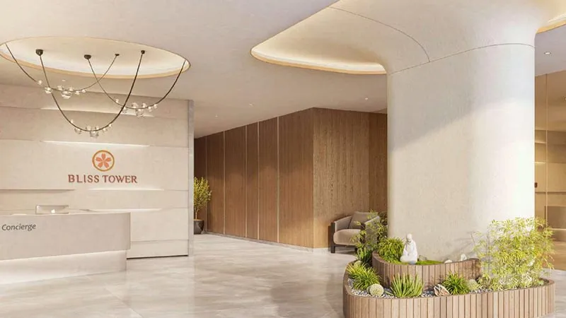 Luxury apartment lobby interior