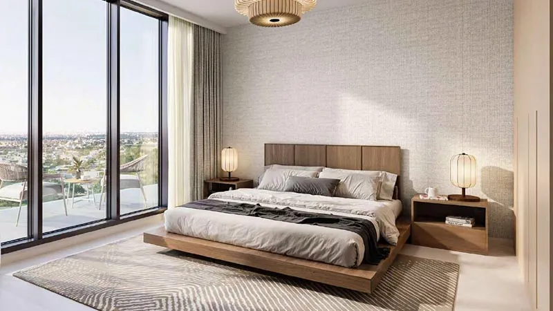 Luxury bedroom with city view