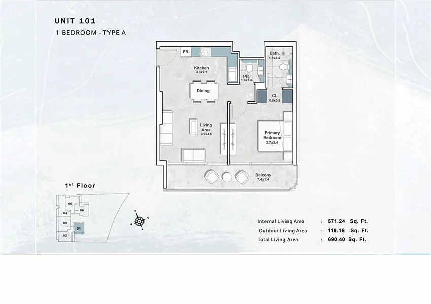 1 Bedroom Floorplan