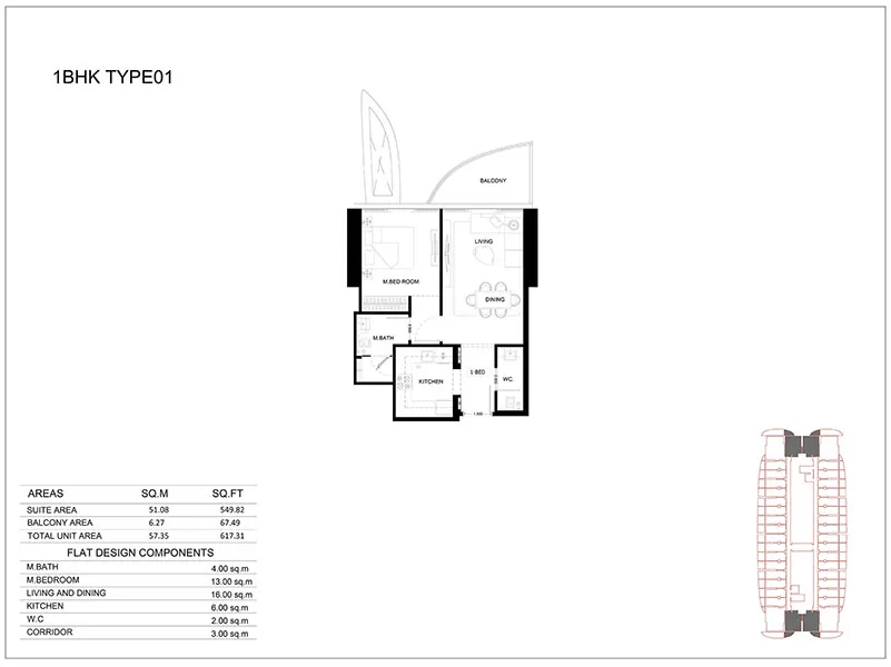 1 Bedroom Floorplan