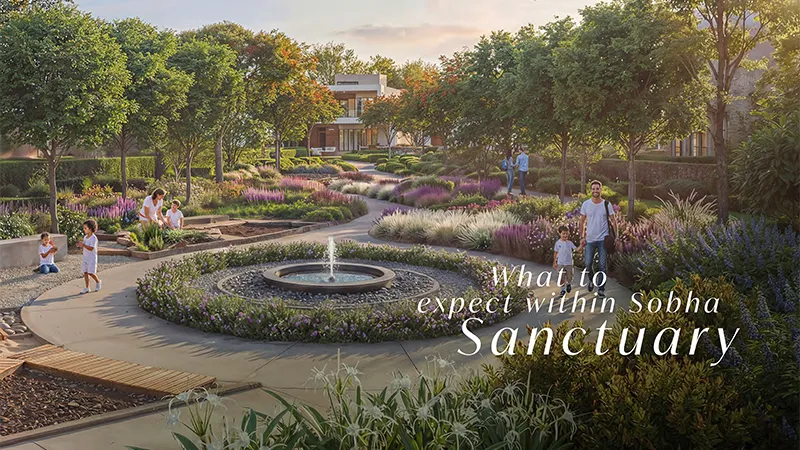 Community park with fountain