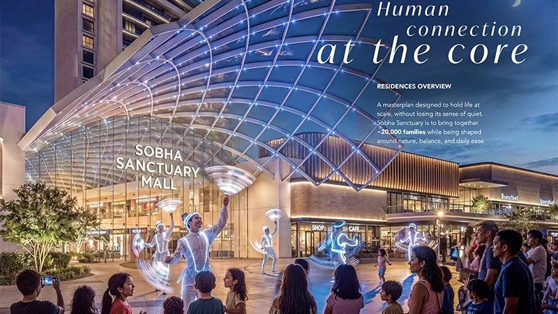 Luxury shopping promenade at night