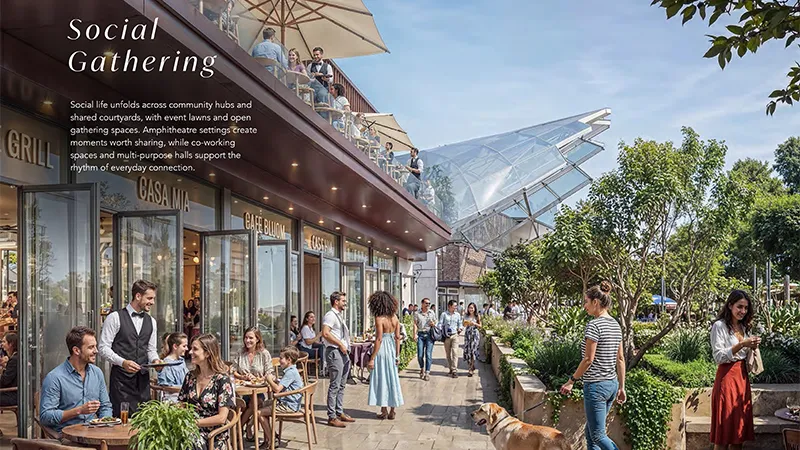 Outdoor café and retail area